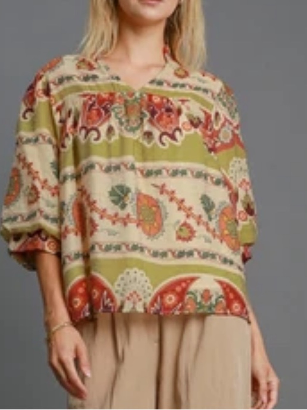 Umgee Wide-Leg Linen-Blend Pants in Beige Tan